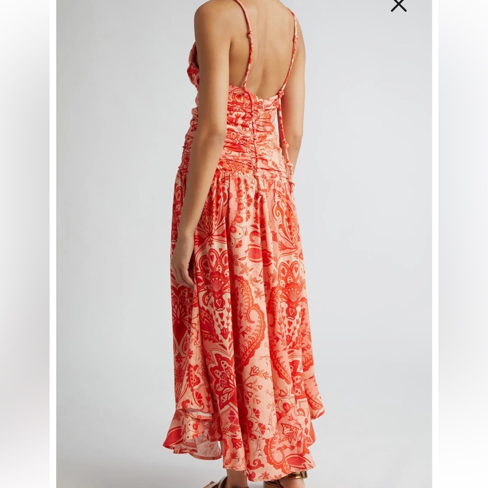 NWT Farm Rio Jaipur Crossover Linen Blend red vacation resort Maxi dress Medium - Picture 2 of 9